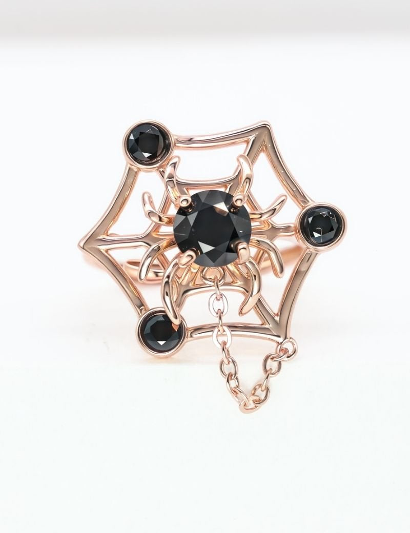 Itsy Bitsy Charm Ring (Black Spinel) - Love Estella