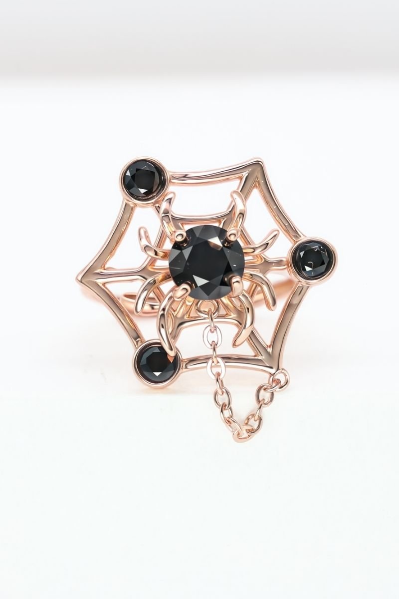 Itsy Bitsy Charm Ring (Black Spinel) - Love Estella