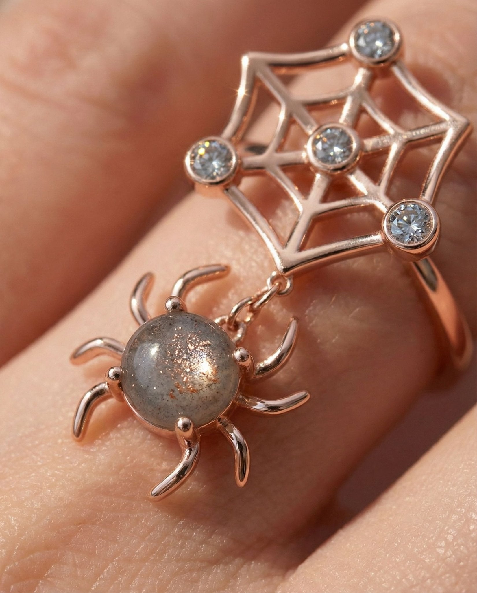 Itsy Bitsy Charm Ring (Sunstone & Moissanite) - Love Estella