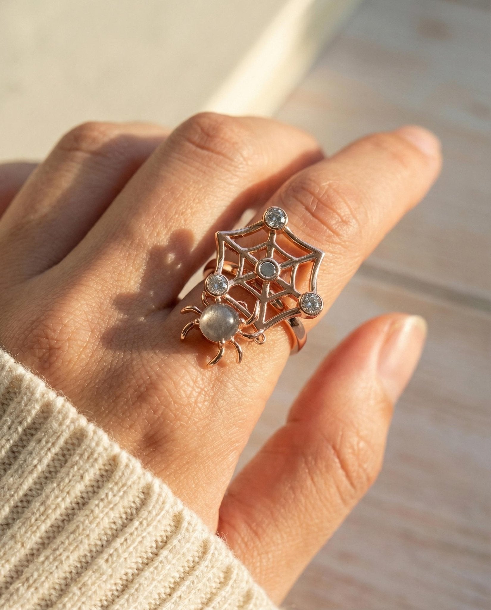 Itsy Bitsy Charm Ring (Sunstone & Moissanite) - Love Estella