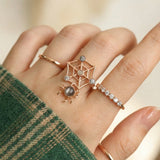 Itsy Bitsy Charm Ring (Sunstone & Moissanite)