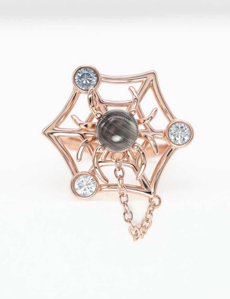 Itsy Bitsy Charm Ring (Sunstone & Moissanite) - Love Estella