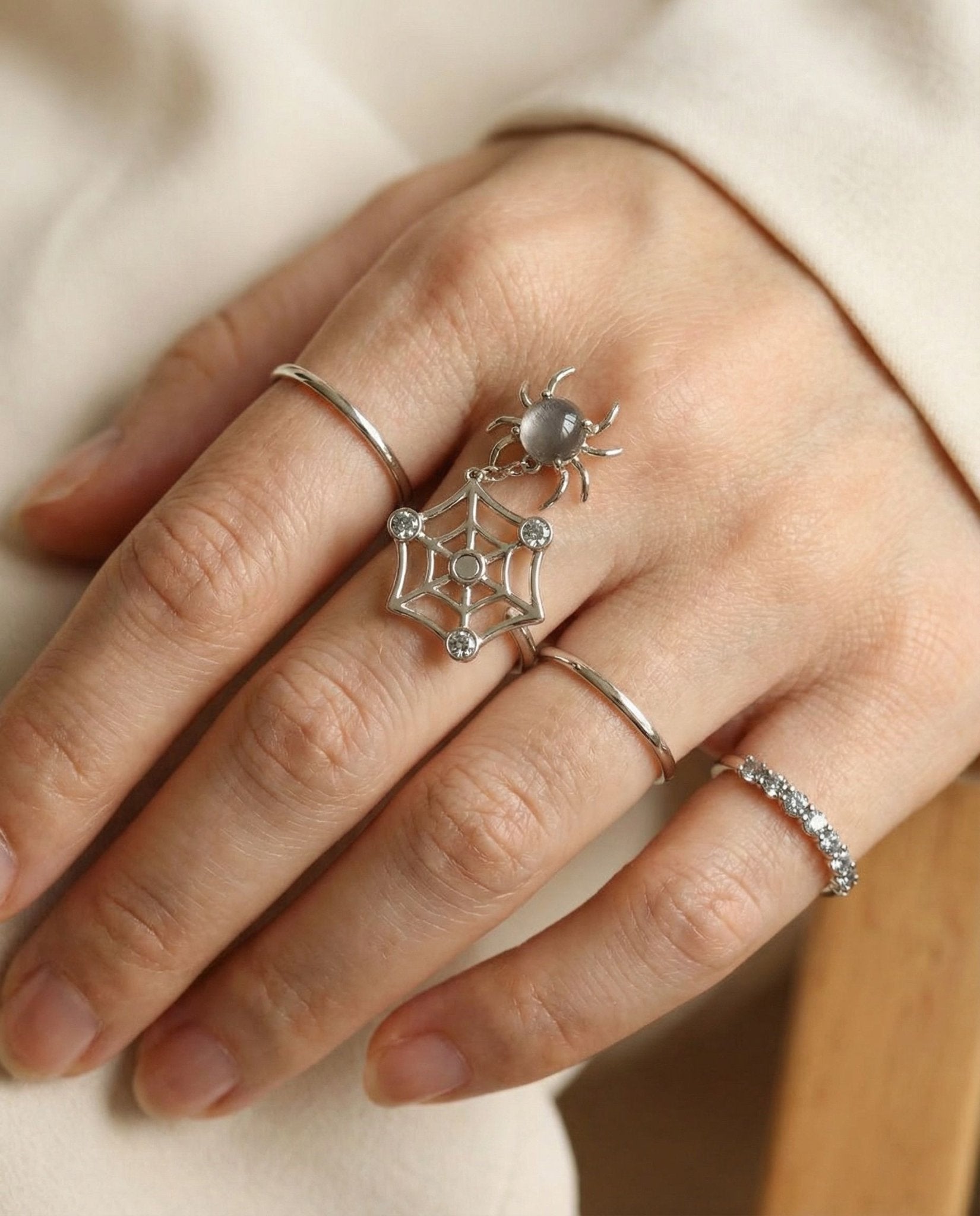 Itsy Bitsy Charm Ring (Sunstone & Moissanite) - Love Estella