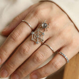 Itsy Bitsy Charm Ring (Sunstone & Moissanite)