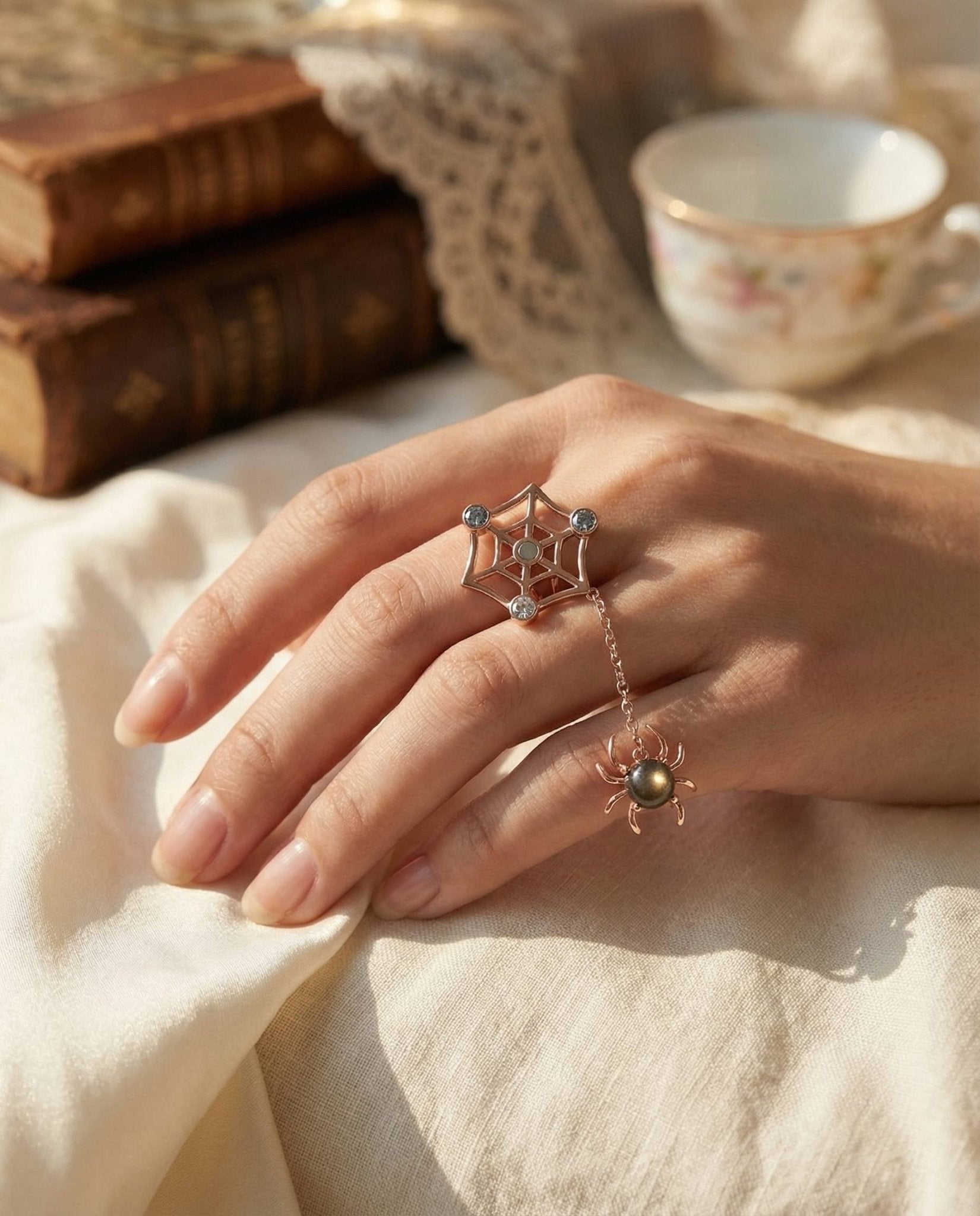 Itsy Bitsy Charm Ring (Sunstone & Moissanite) - Love Estella