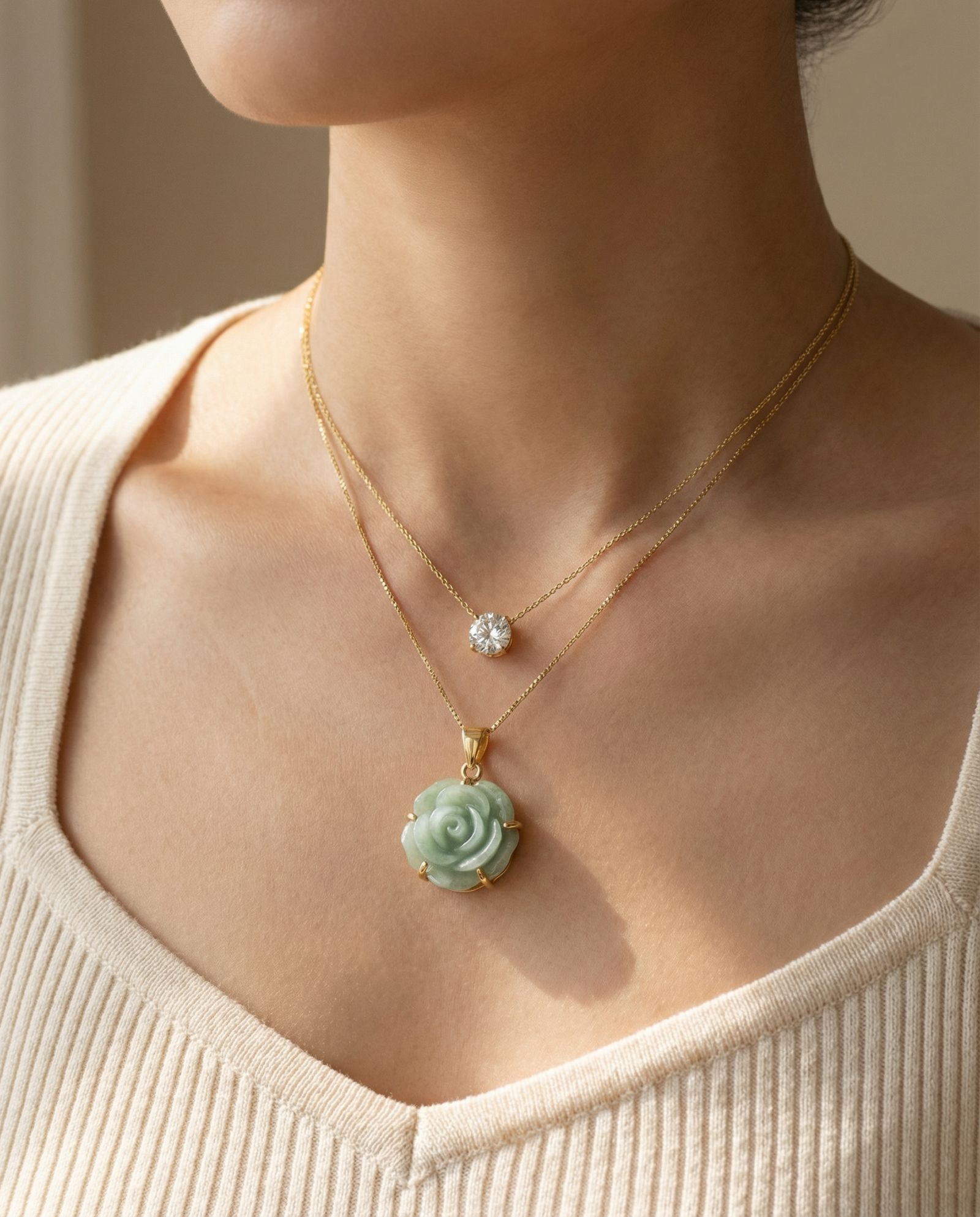 Jadeite Rose Necklace - Love Estella