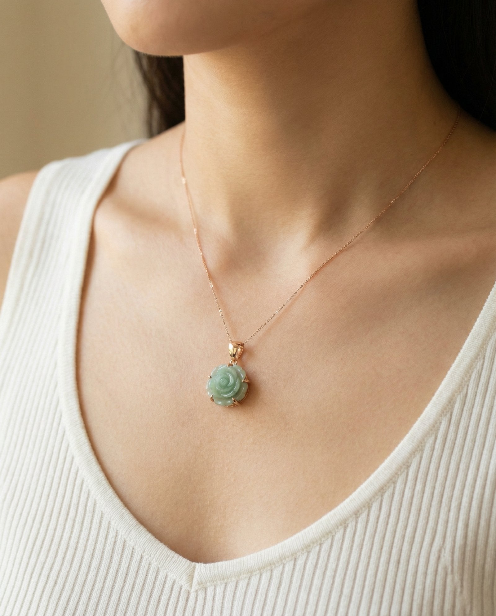 Jadeite Rose Necklace - Love Estella