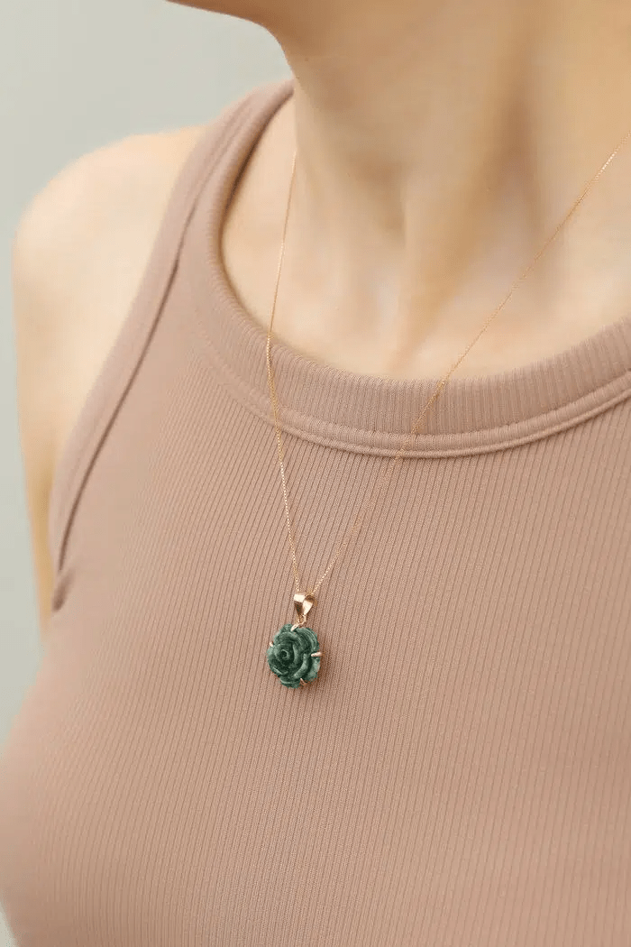Jadeite Rose Necklace - Love Estella