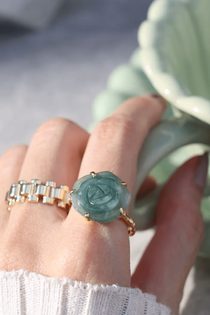 Jadeite Rose Ring - Love Estella
