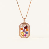 Jewel Box Multi-Gemstone Necklace in rose gold, front view on warm ivory