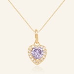 Lilac Moissanite Heart Halo Necklace by Elate - Love Estella