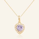 Lilac Moissanite Heart Halo Necklace by Elate - Love Estella