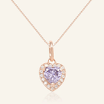 Lilac Moissanite Heart Halo Necklace by Elate - Love Estella