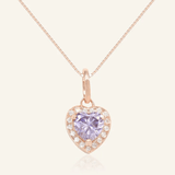 Lilac Moissanite Heart Halo Necklace by Elate - Love Estella