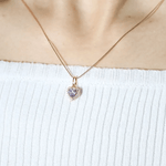 Lilac Moissanite Heart Halo Necklace by Elate - Love Estella