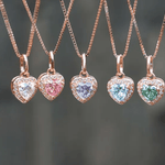 Lilac Moissanite Heart Halo Necklace by Elate - Love Estella