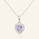 Lilac Moissanite Heart Halo Necklace by Elate - Love Estella