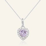 Lilac Moissanite Heart Halo Necklace by Elate - Love Estella