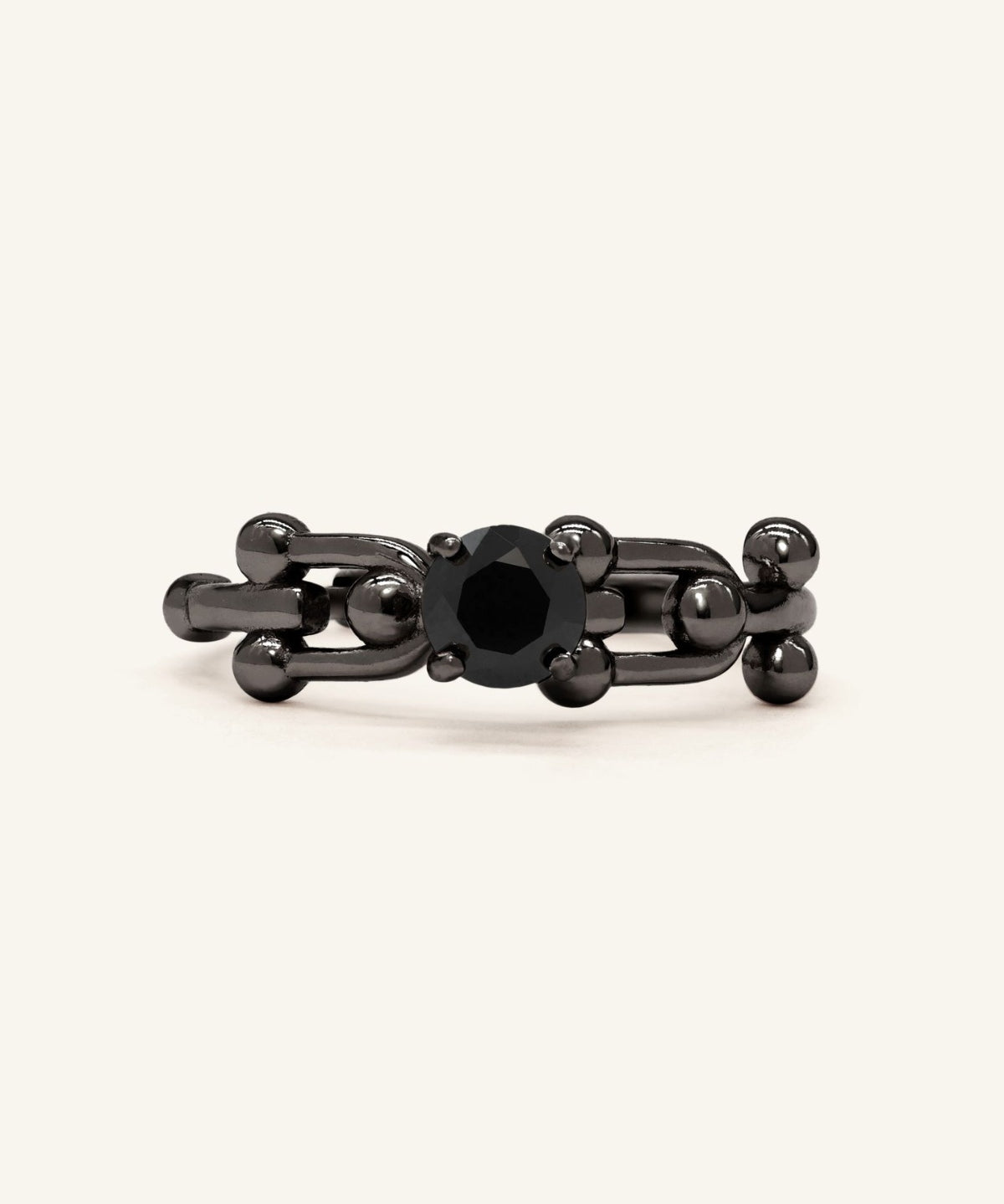 Lock Link Ring (Black Spinel) by Elate - Love Estella