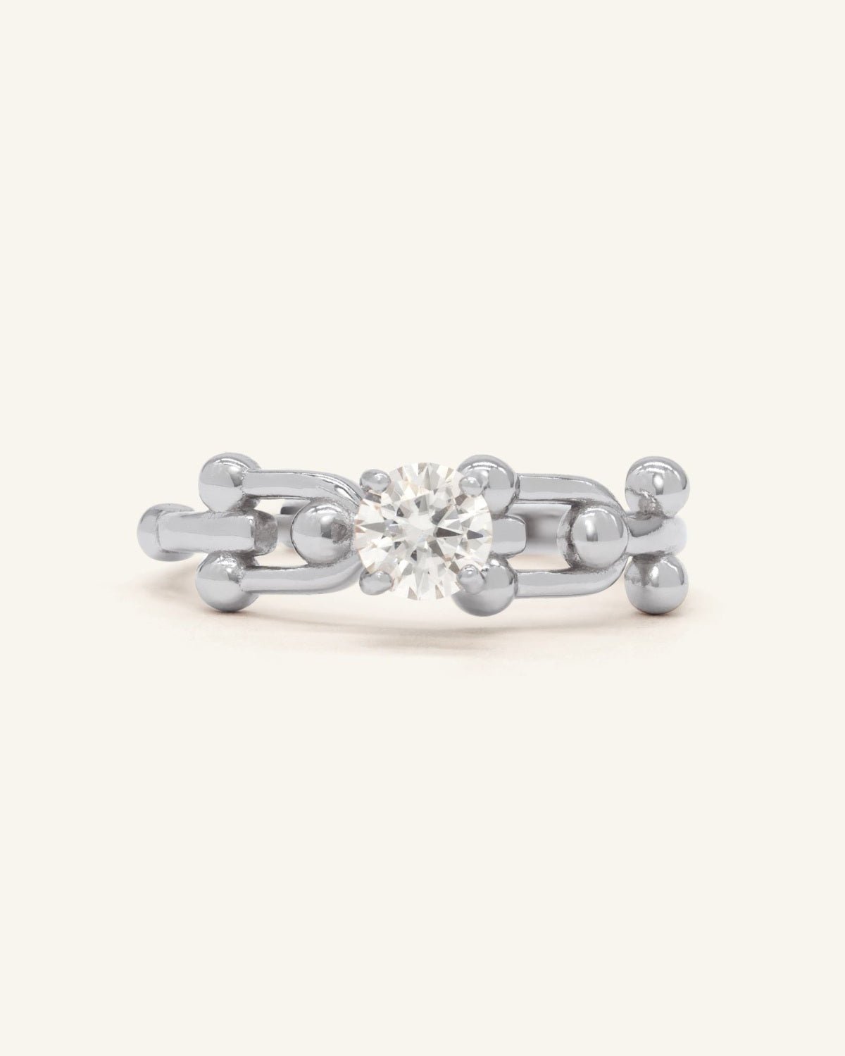 Lock Link Ring (White Moissanite) by Elate - Love Estella