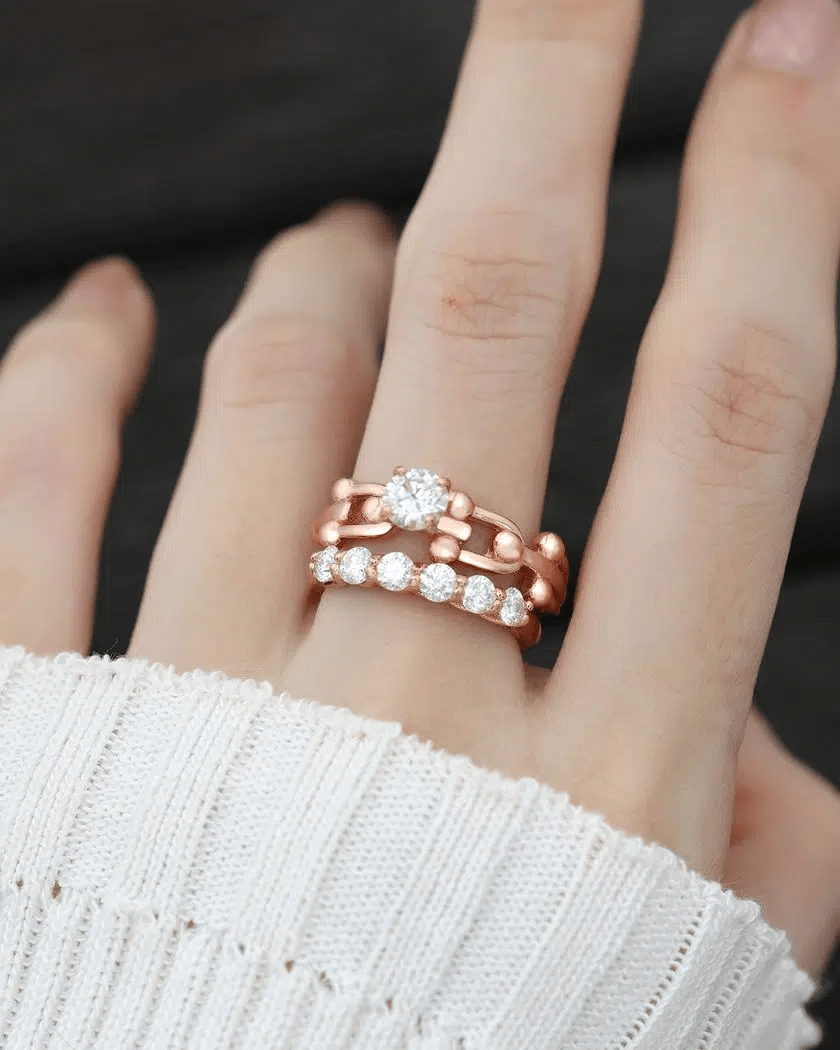 Lock Link Ring (White Moissanite) by Elate - Love Estella