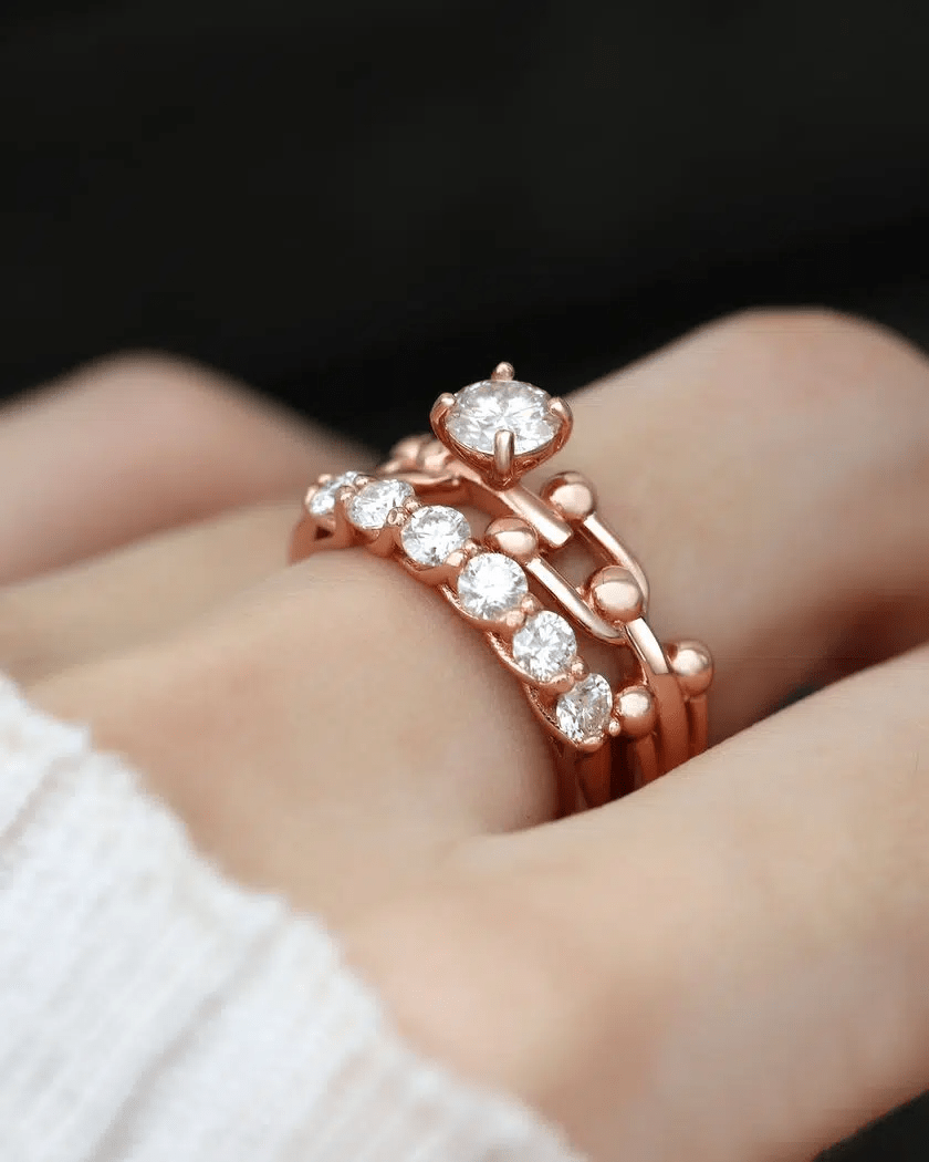 Lock Link Ring (White Moissanite) by Elate - Love Estella