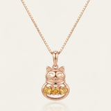 Lucky Cat Necklace, Citrine