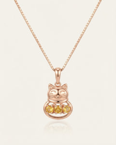 Lucky Cat Necklace (Citrine)