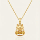 Lucky Cat Necklace, Citrine