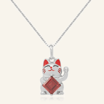 Lucky Cat Necklace (Garnet) - Love Estella