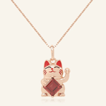 Lucky Cat Necklace (Garnet) - Love Estella