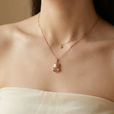 Lucky Cat Necklace, Moissanite