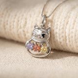Lucky Cat Necklace, Moissanite
