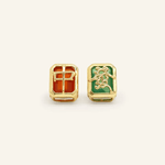 Mahjong Studs (Red, Green Agate) - Love Estella