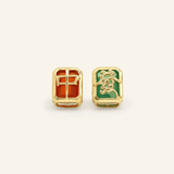 Mahjong Studs (Red, Green Agate) - Love Estella