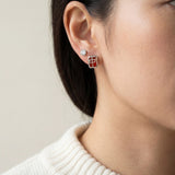 Mahjong Studs (Red, Green Agate)