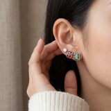 Mahjong Studs (Red, Green Agate)