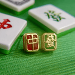 Mahjong Studs (Red, Green Agate) - Love Estella
