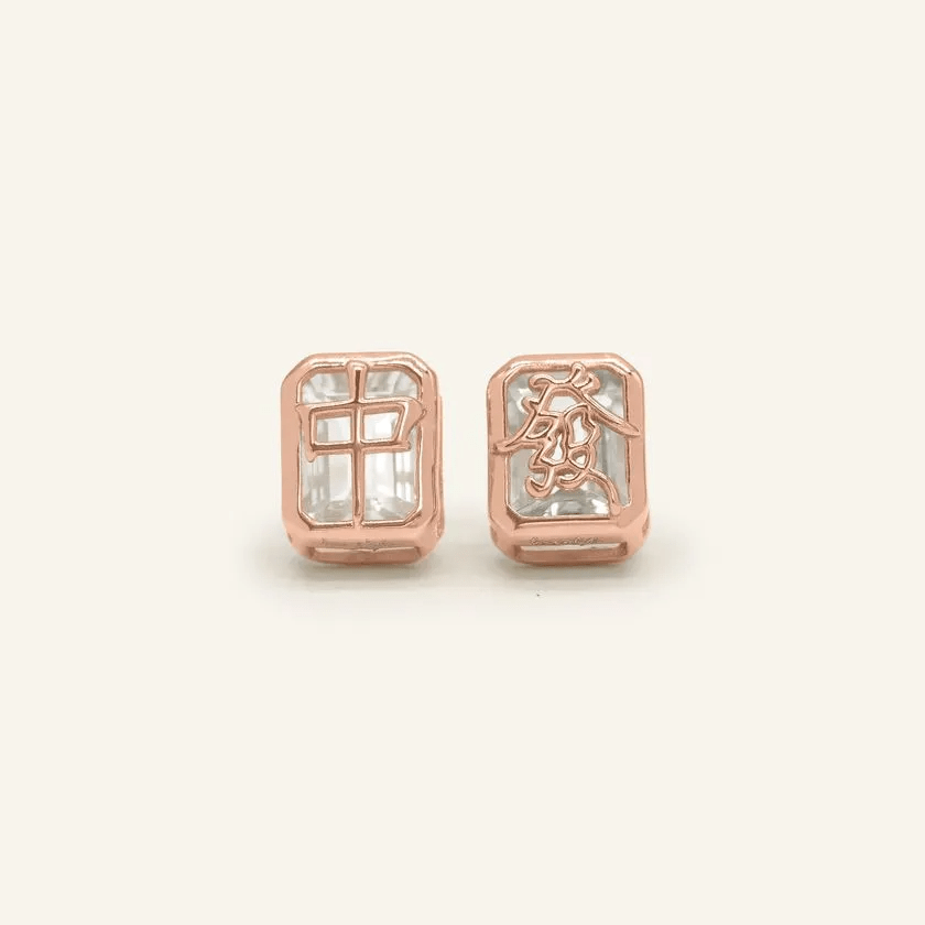 Mahjong Studs (White Topaz) - Love Estella