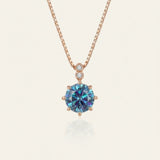 Mila Moissanite Necklace (1 Carat), Twilight Blue