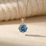 Mila Moissanite Necklace (1 Carat), Twilight Blue