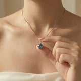 Mila Moissanite Necklace (1 Carat), Twilight Blue
