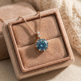 Mila Moissanite Necklace (1 Carat), Twilight Blue