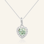 Mint Moissanite Heart Halo Necklace by Elate - Love Estella