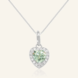 Mint Moissanite Heart Halo Necklace by Elate - Love Estella