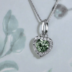Mint Moissanite Heart Halo Necklace by Elate - Love Estella