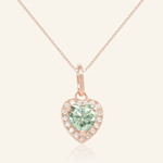 Mint Moissanite Heart Halo Necklace by Elate - Love Estella