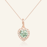 Mint Moissanite Heart Halo Necklace by Elate - Love Estella