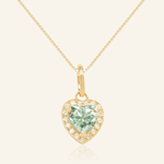 Mint Moissanite Heart Halo Necklace by Elate - Love Estella