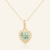Mint Moissanite Heart Halo Necklace by Elate - Love Estella
